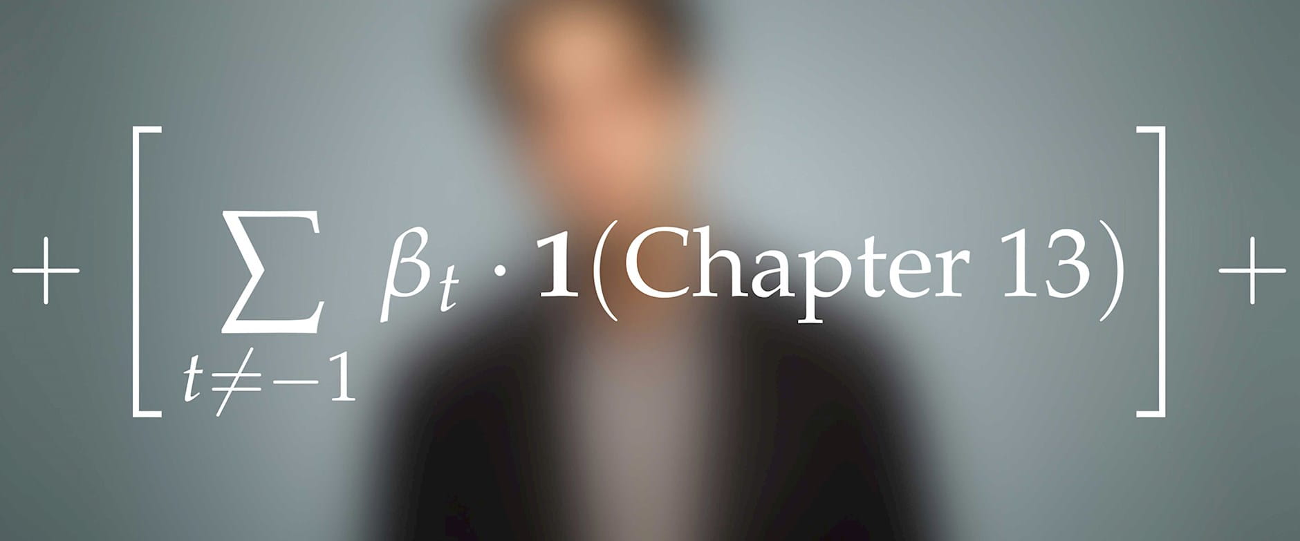 Portion of summation equation in front of blurred man