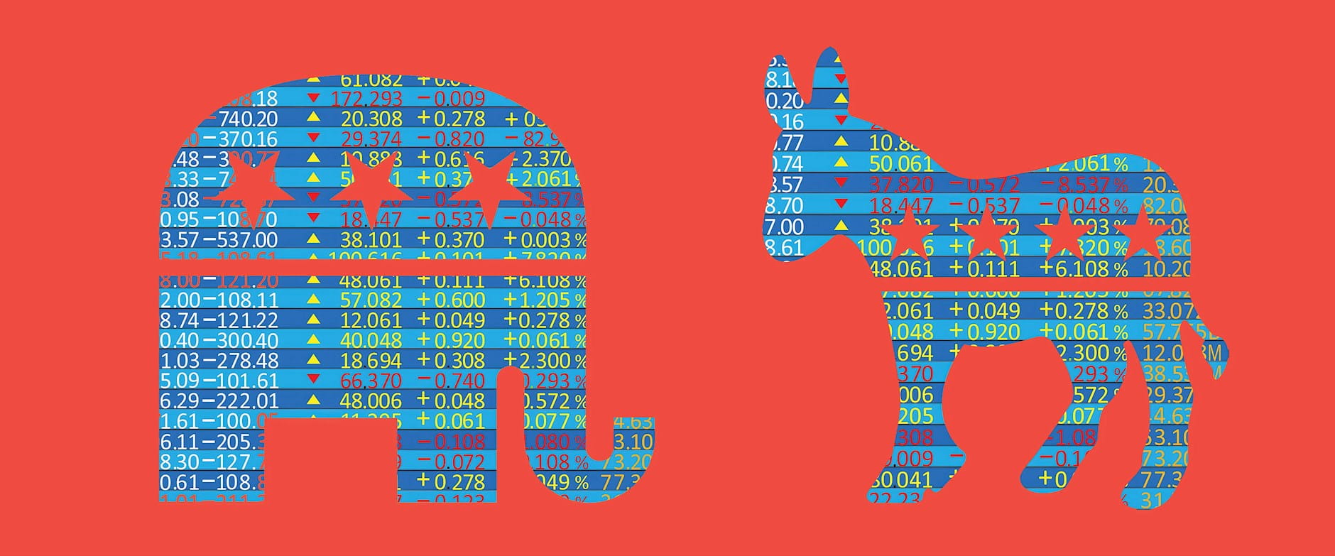 Stocks shaped to look like a donkey and elephant