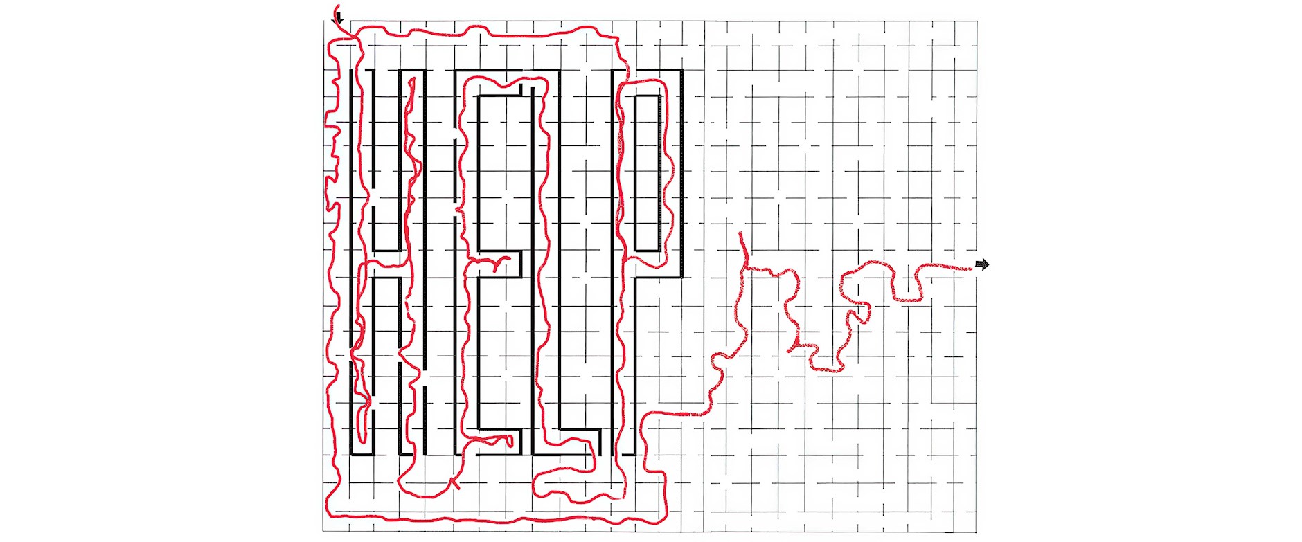 Maze with path that spells "HELP"