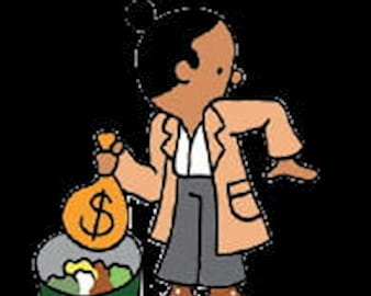 woman hiding money in trash