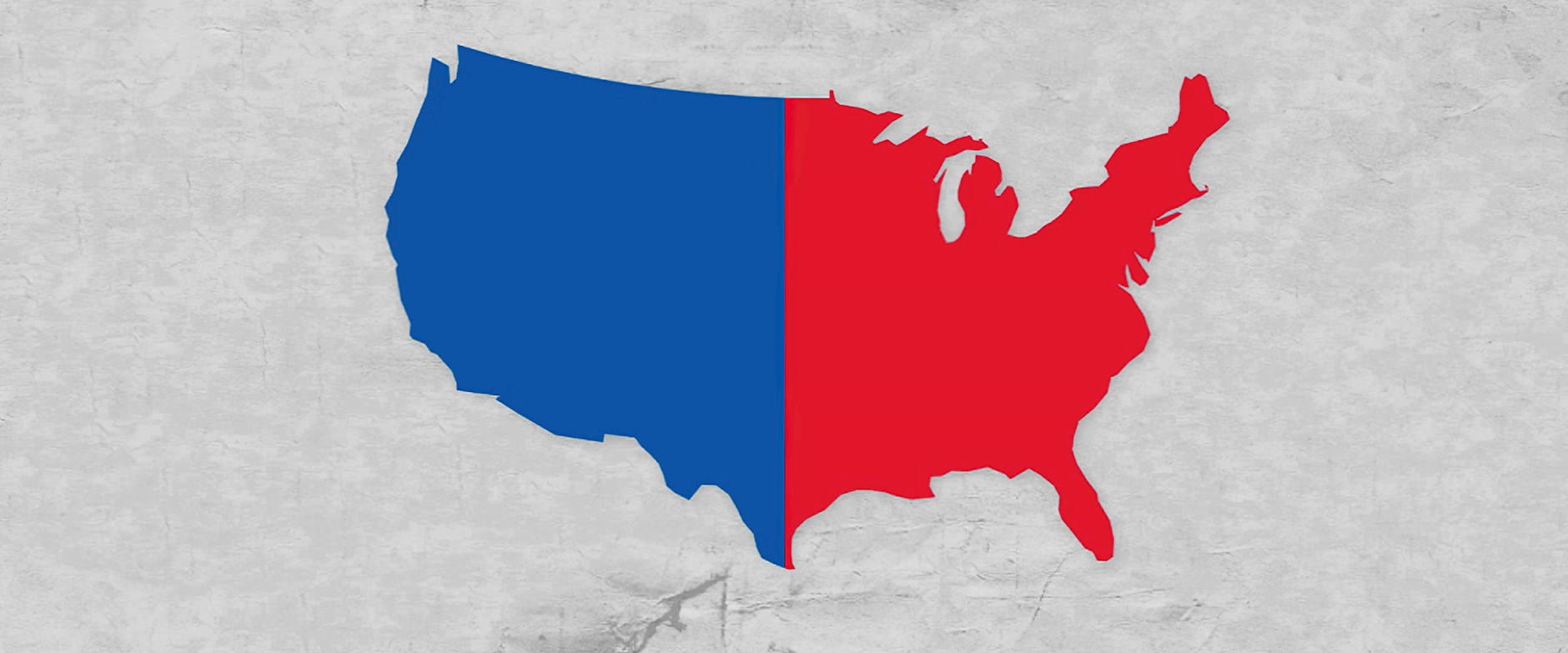Map of America divided in to red and blue-colored sides
